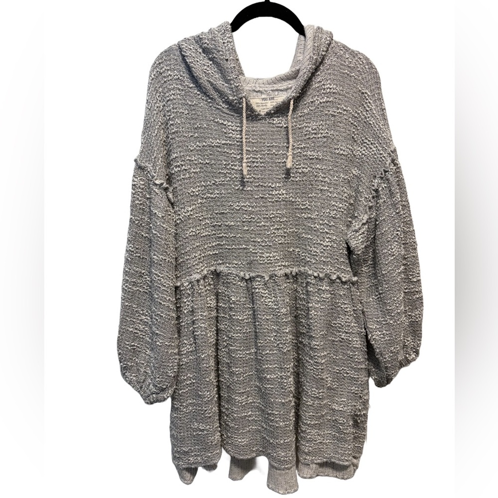 Farmhouse Frocks gray hooded sweater dress. Size S. EUC.
